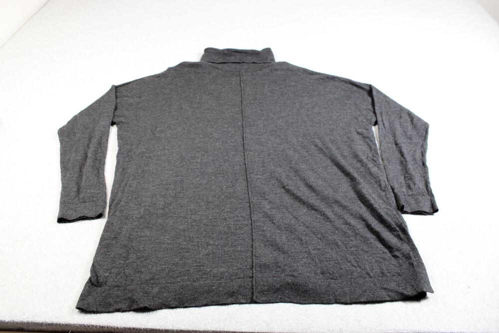 Eileen Fisher Sweater Women Size Large Gray Turtleneck Tunic Lagenlook Hole READ